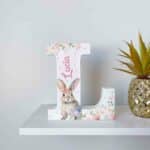 Floral Bunny - Initial Wooden Letter