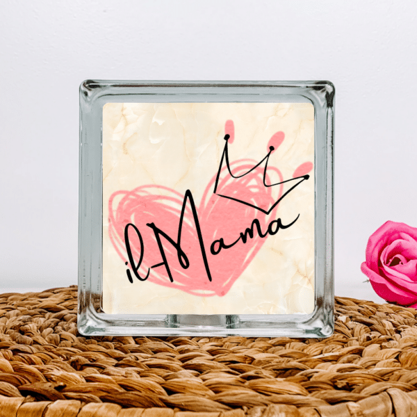 Crowned Mama - Glass Block