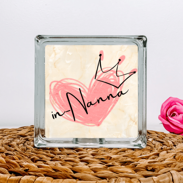 Crowned Nanna - Glass Block