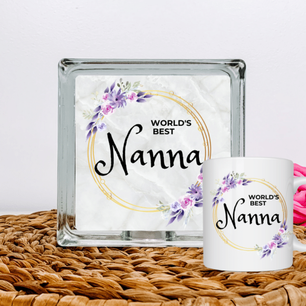 World's Best Nanna - Glass Block & Mug Set