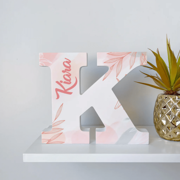 Coral Leaves - Initial Wooden Letter