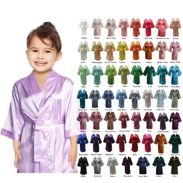 Junior Satin Dressing Gowns - 55 Colours (Age 10 to 16)