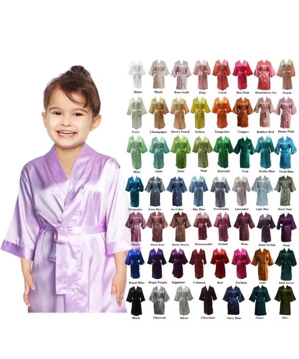 Children Satin Dressing Gowns - 55 Colours (Age 2 to 9)