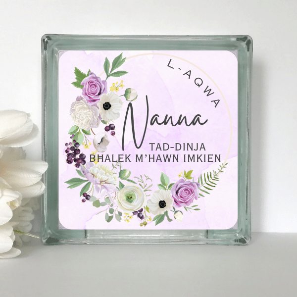 L-Aqwa Nanna - Floral Glass Block