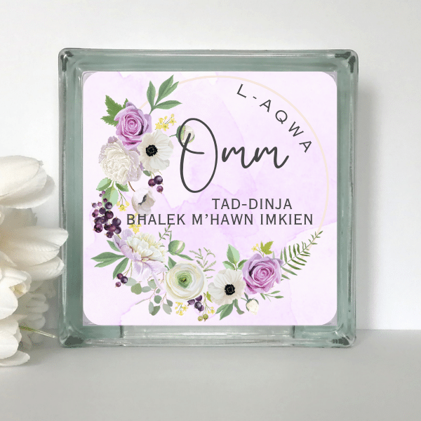 L-Aqwa Omm - Floral Glass Block