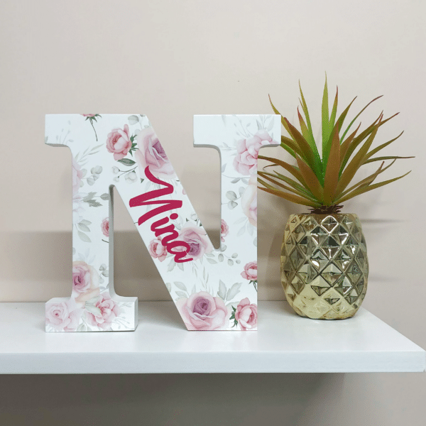 Pink Florals - Initial Wooden Letter
