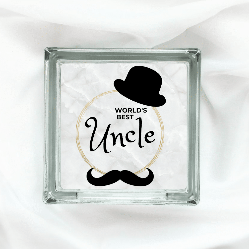 26.png World's Best Uncle - Glass Block - Image 1