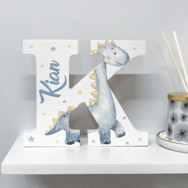 Blue Dino - Initial Wooden Letter