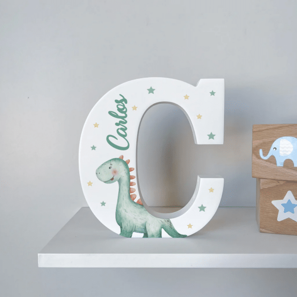 Green Dino - Initial Wooden Letter