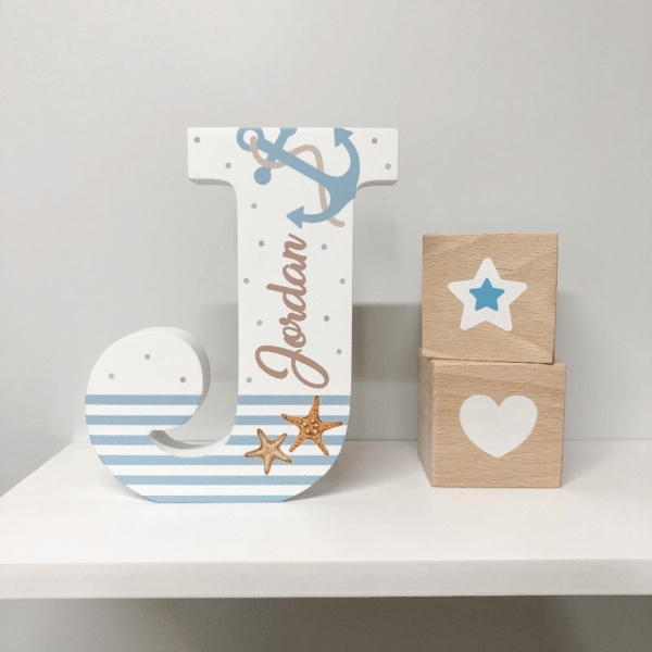 Pastel Marine - Initial Wooden Letter