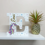 Sparkly Unicorn - Initial Wooden Letter