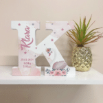 Dainty Swan With Date - Initial Wooden Letter