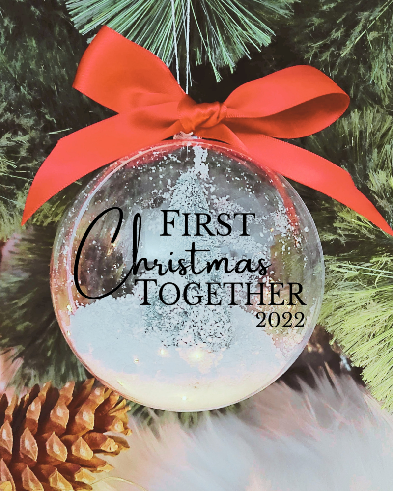 ACRBBLFIRSTXMASTOGETHER First Christmas Together - 10cm Acrylic Bauble - Image 1