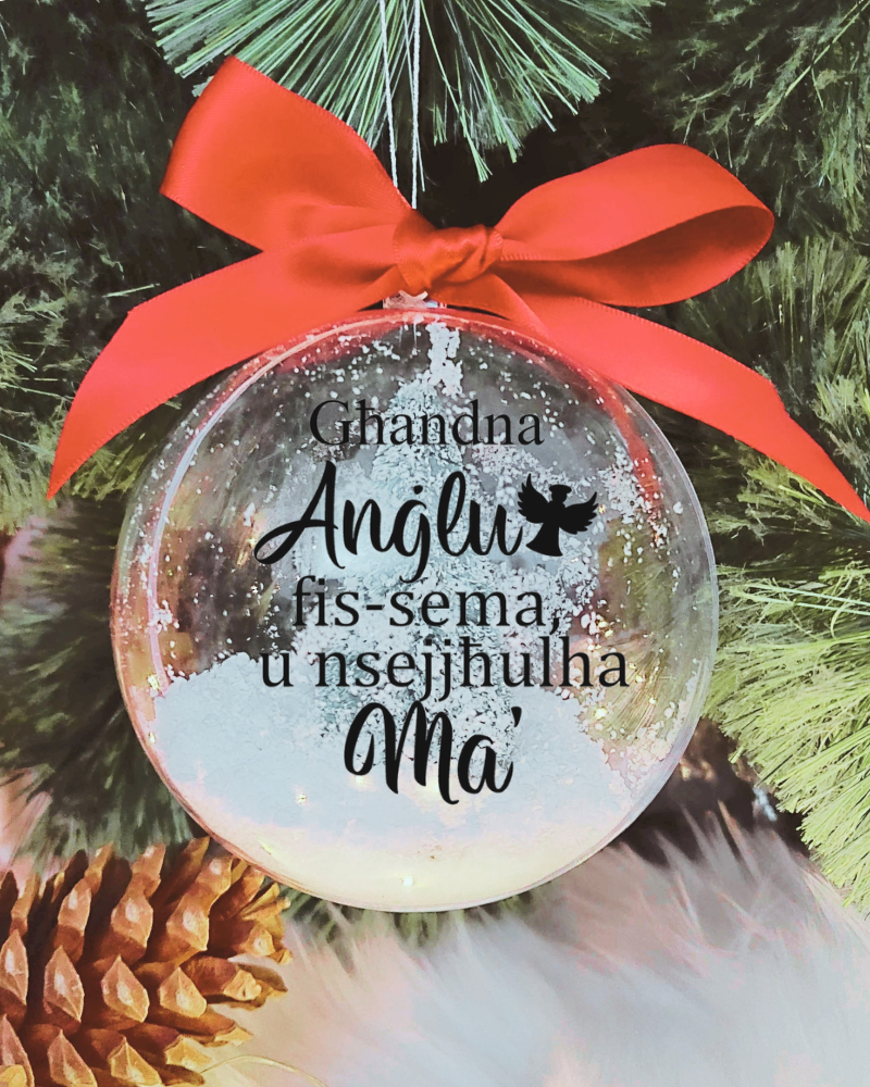 ACRBBLSGHANDNAANGLUMA Għandna Anġlu fis-Sema ... Ma - 10cm Acrylic Bauble - Image 1