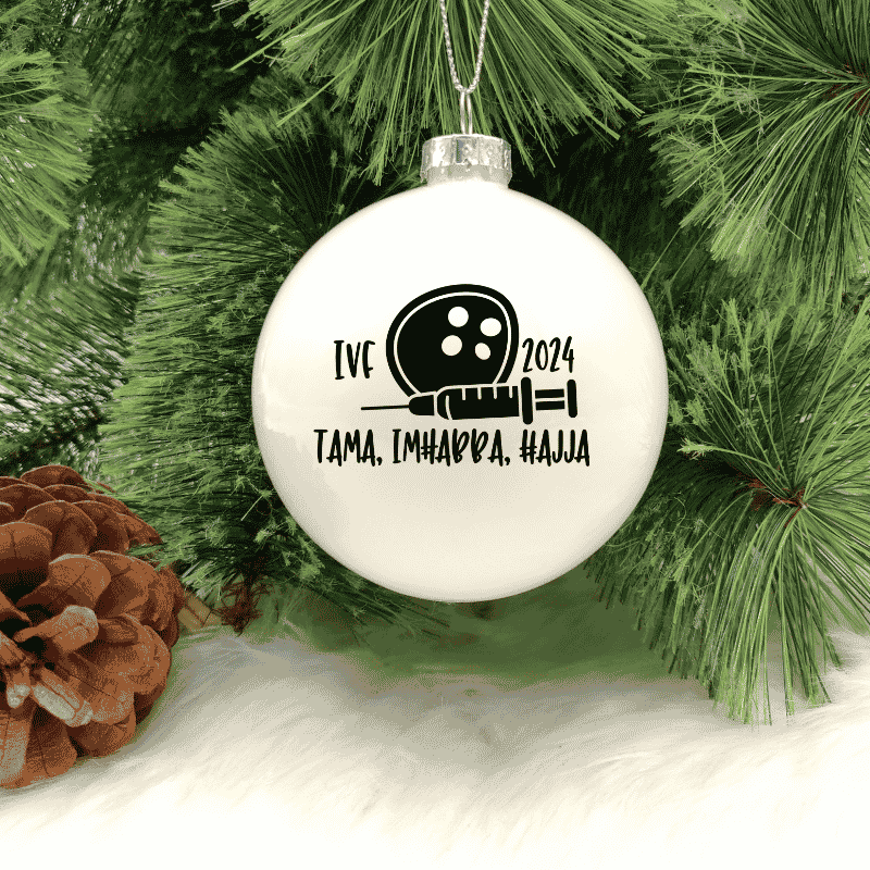 IVF_MALTI IVF... Tama, Imħabba, Ħajja - 8cm Glass Bauble - Image 1