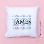 Blue Hearts - Personalised with Name Cushion