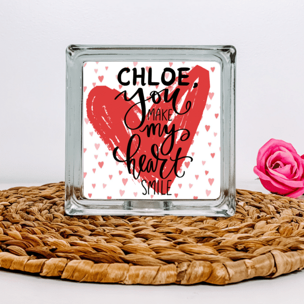 You Are My Heart - Personalised with Name Glass Block