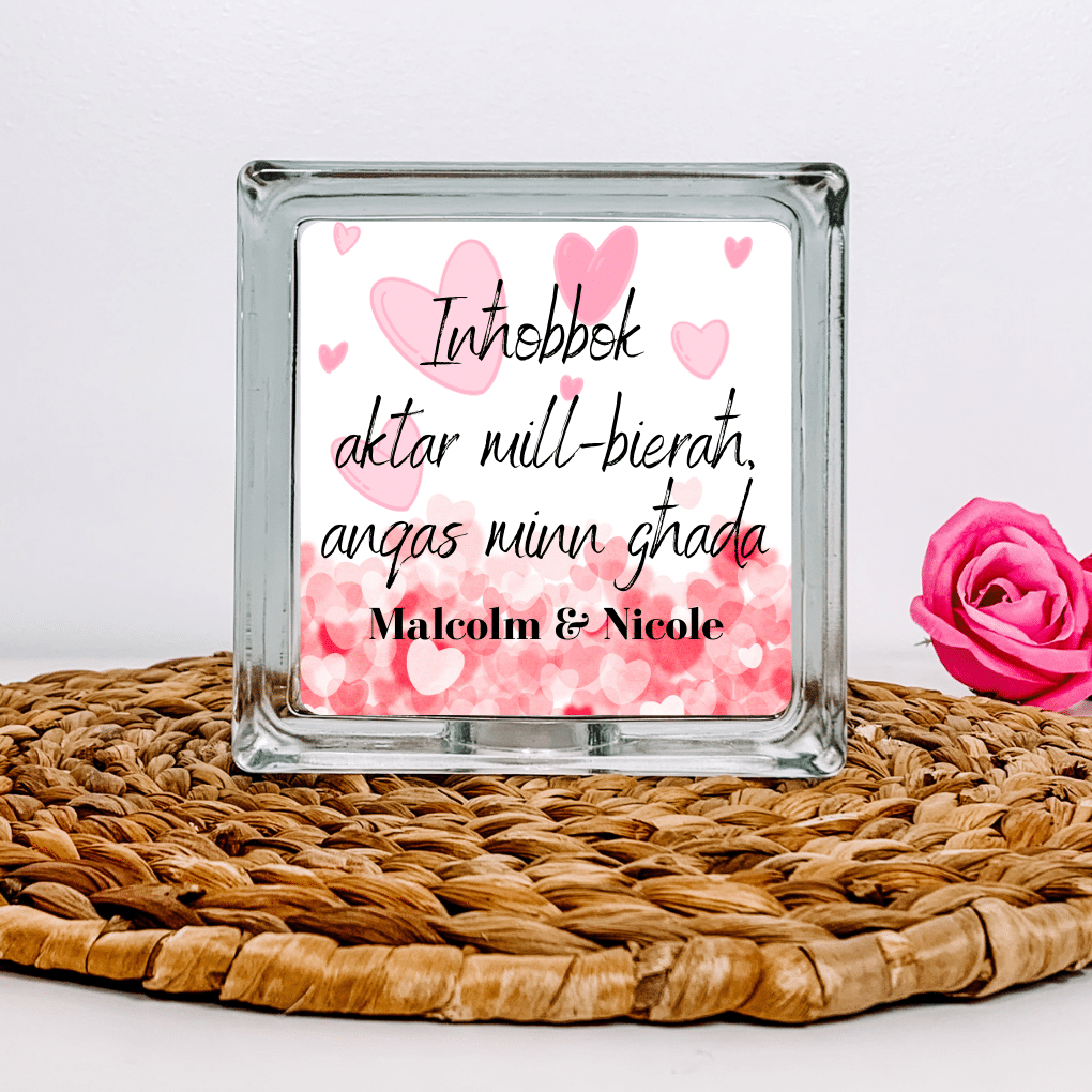 15.png Inħobbok aktar mill-Bieraħ - Personalised with Names Glass Block - Image 1