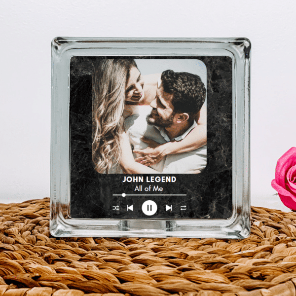 Love Song , Personalised with Photo - Glass Block