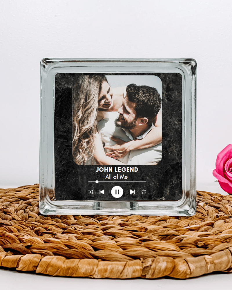 2-5.png Love Song , Personalised with Photo - Glass Block - Image 1