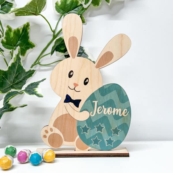 Personalised Standing Easter Bunny - Blue