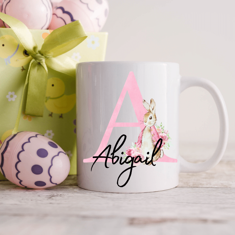 4-3.png Personalised With Name & Initial - Pink Easter Mug - Image 1