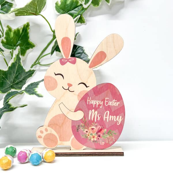 Personalised Standing Easter Bunny - Pink