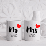 Mr & Mrs - Personalised with Surname & Date Mug Set