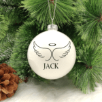 Angel Wings Personalised With Name - 8cm Glass Bauble