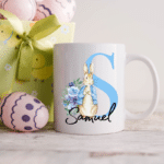 Personalised With Name & Initial - Blue Easter Mug