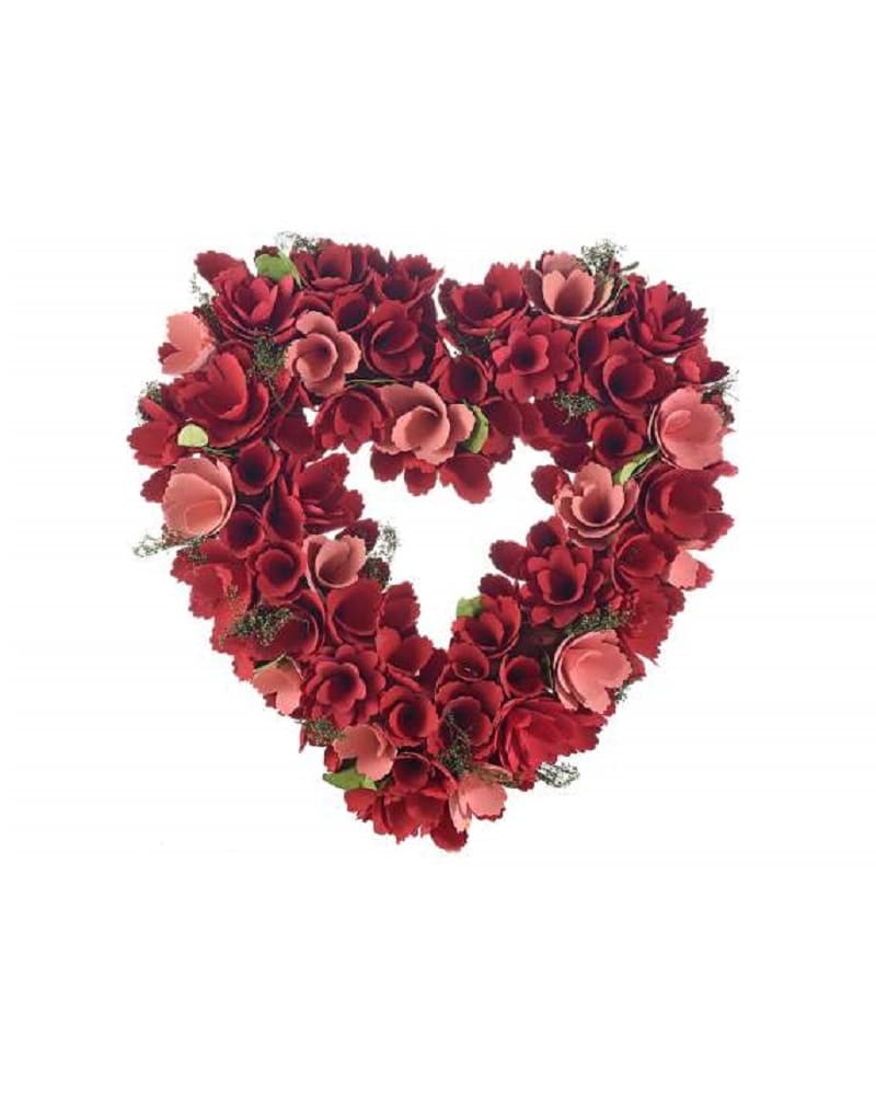 51-47-73.jpeg Heart Wreath with wooden flowers - Image 1