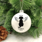 Dog Wings Personalised With Name - 8cm Glass Bauble
