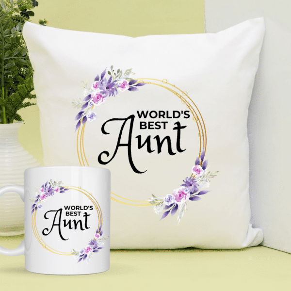 World's Best Aunt - Mug & Cushion Set