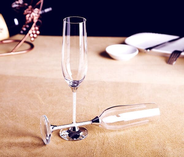 Silver Crystals - Champagne Flutes