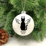 Cat Wings Personalised With Name - 8cm Glass Bauble