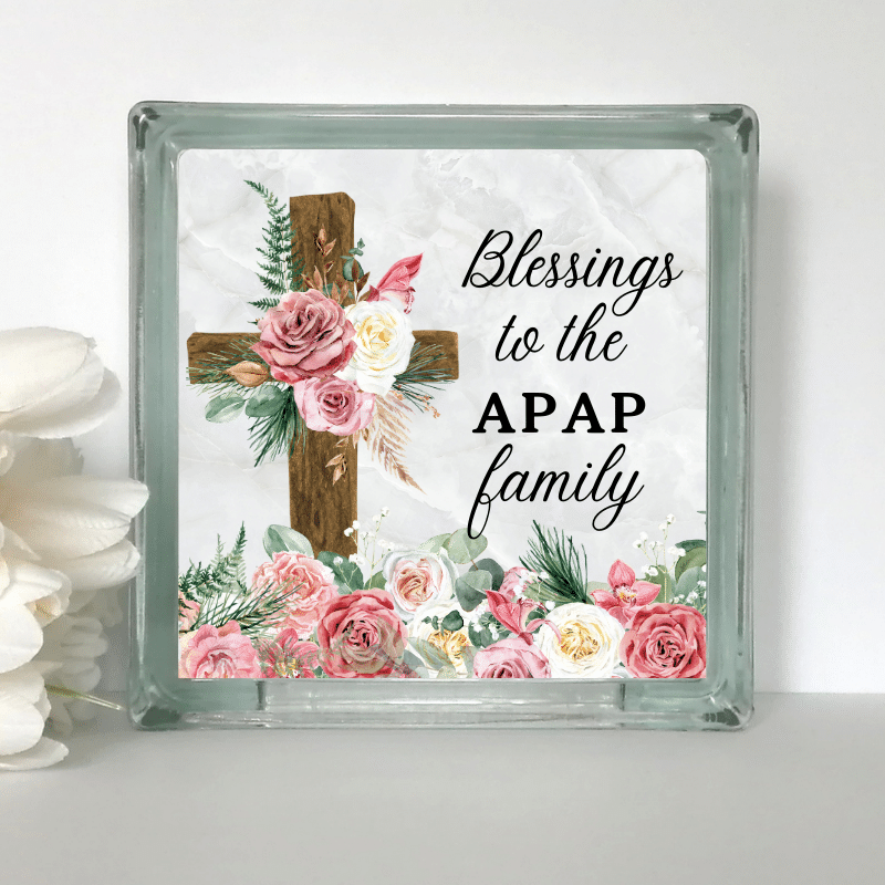 8-1.png Blessings... Family - Personalised Glass Block - Image 1