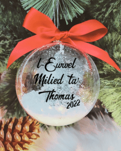 L-Ewwel Milied ta' ... Personalised with Name - 10cm Acrylic Bauble