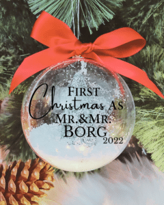 First Christmas Mr & Mr Personalised Name - 10cm Acrylic Bauble