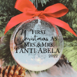 First Christmas Mrs & Mrs Personalised Name - 10cm Acrylic Bauble