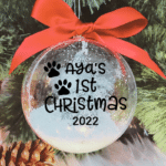 First Christmas Personalised with Paws - 10cm Acrylic Bauble