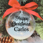 Happy Christmas Personalised with Name - 10cm Acrylic Bauble