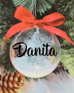 Personalised with Font Name Danita - 10cm Acrylic Bauble