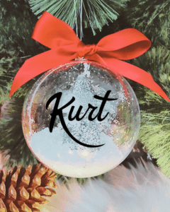 Personalised with Font Name Kurt - 10cm Acrylic Bauble