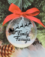 Personalised Sleigh Family...  - 10cm Acrylic Bauble