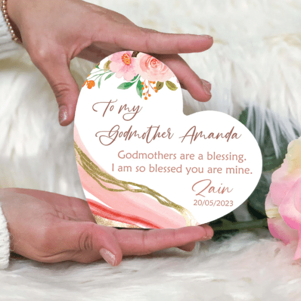 Godmother -Personalised Free Standing Heart