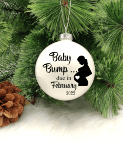 Baby Bump Personalised - 8cm Glass Bauble