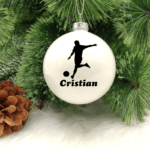 Character Footballer Personalised with Name - 8cm Glass Bauble