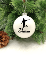 Character Footballer Personalised with Name - 8cm Glass Bauble