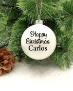 Happy Christmas Personalised with Name - 8cm Glass Bauble