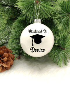 Graduation, Mastered It! Personalised with Name - 8cm Glass Bauble